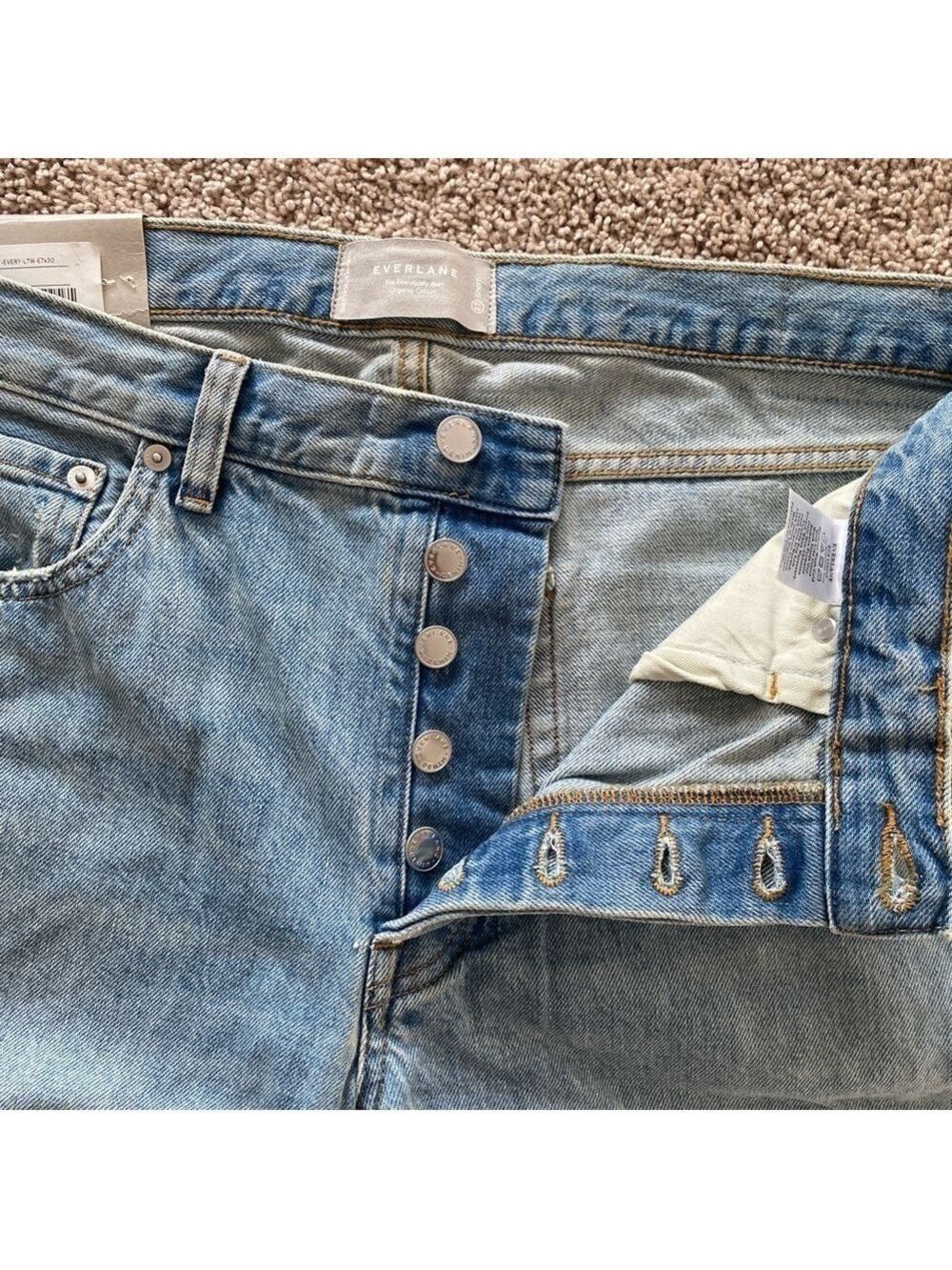 EVERLANE The Everybody Jean Sz E7 Short 30" inseam (Meas. 34" waist) Distressed - Picture 7 of 16